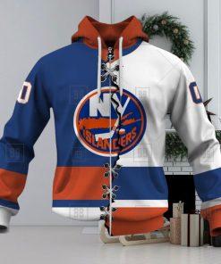 Personalized Nhl New York Islanders Broken Mix Jersey Style Hoodie 3D