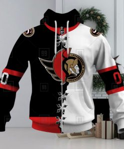 Personalized Nhl Ottawa Senators Broken Mix Jersey Style Hoodie 3D