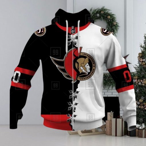 Personalized Nhl Ottawa Senators Broken Mix Jersey Style Hoodie 3D