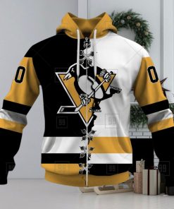 Personalized Nhl Pittsburgh Penguins Broken Mix Jersey Style Hoodie