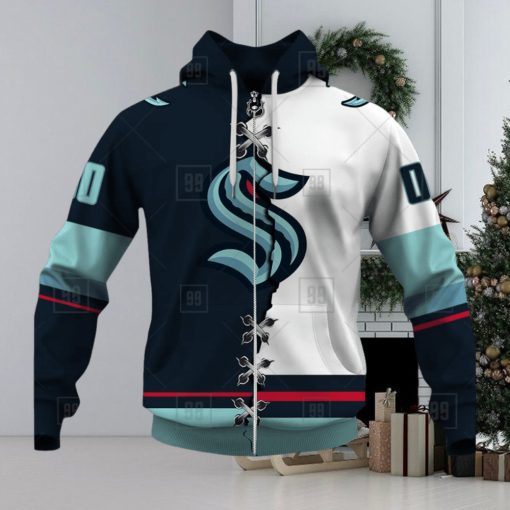 Personalized Nhl Seattle Kraken Broken Mix Jersey Style Hoodie 3D