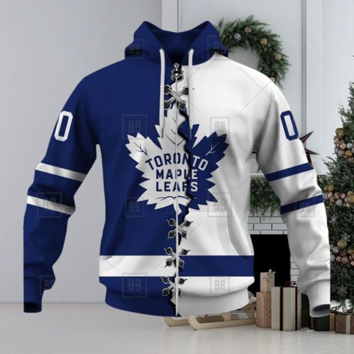 Personalized Nhl Toronto Maple Leafs Broken Mix Jersey Style Hoodie