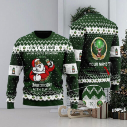 Personalized No Laws When Drinking Jagermeister With Claus Ugly Sweater