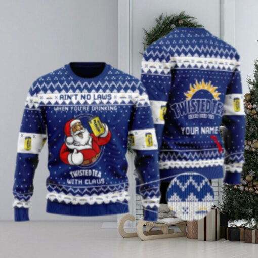 Personalized No Laws When Drinking Twisted Tea With Claus Ugly Sweater