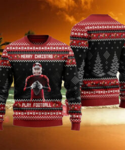 Personalized Photo Merry Christmas And Play Football Ugly Sweater