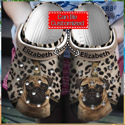 Personalized Pug Leopard Pattern Crocs