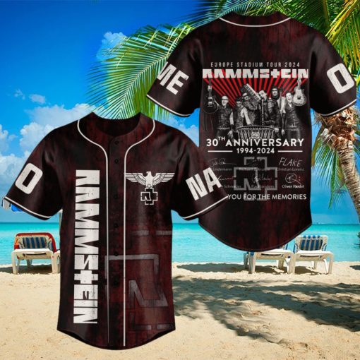 Personalized Rammstein Europe Stadium Tour 2024 Design Baseball Jersey