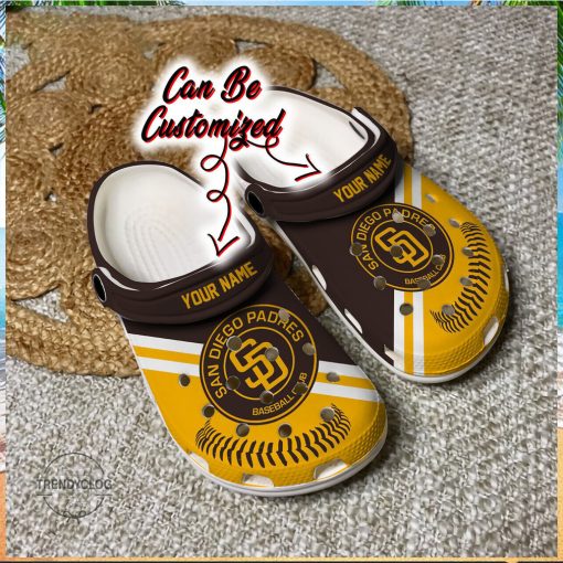 Personalized San Diego Padres Baseball Team Crocs Clog Custom Name Shoes