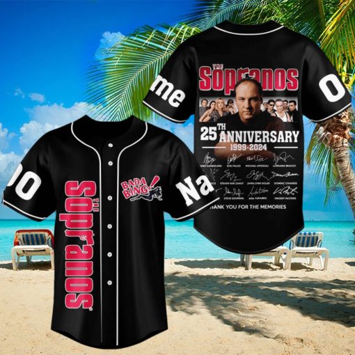 Personalized Sopranos 25th Anniversary 1999 2024 Black Design Baseball Jersey