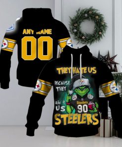 Personalized Steelers Grinch They Hate Us Because They Aint Us Steelers Hoodie