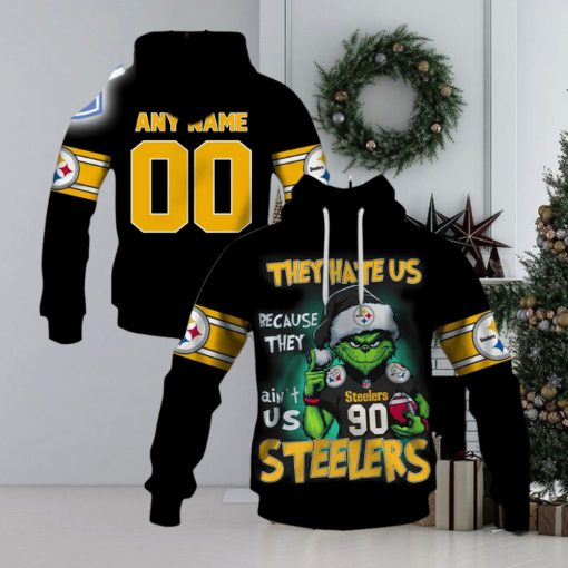 Personalized Steelers Grinch They Hate Us Because They Aint Us Steelers Hoodie