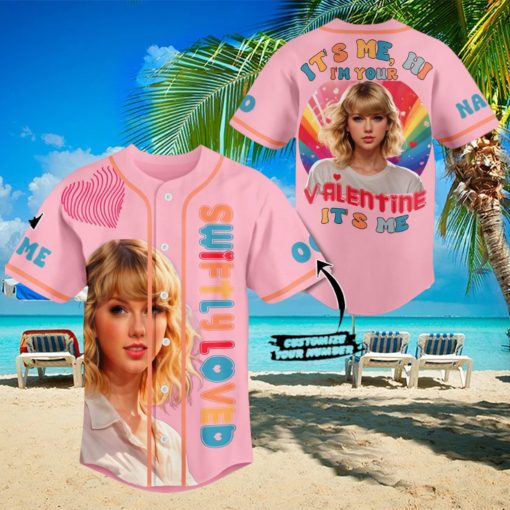 Personalized Taylor Swiftly Love Valentine Pink Design Baseball Jersey