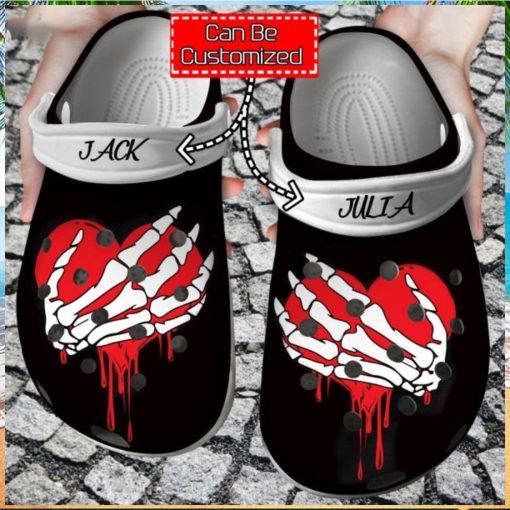 Personalized Valentine Skeleton Hands Skeleton Boob Hands Clog Shoes Classic Valentine Crocs Valentines Day Crocs NEW