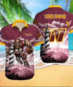 Personalized Washington Commanders Lighthouse Warrior Hawaiian Shirt