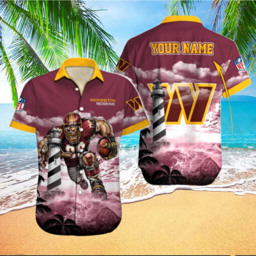 Personalized Washington Commanders Lighthouse Warrior Hawaiian Shirt