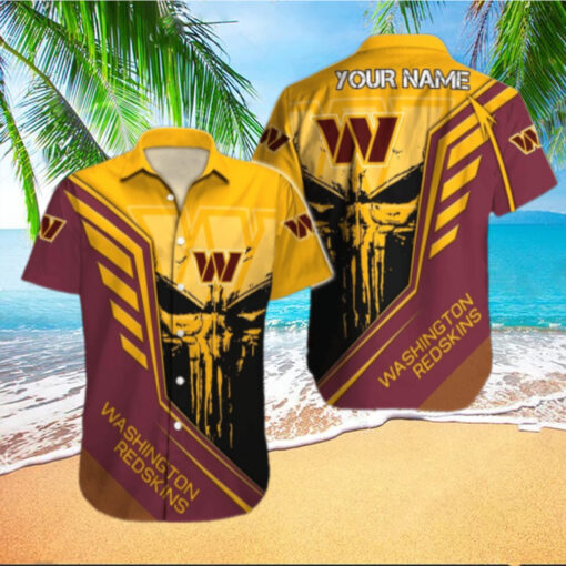 Personalized Washington Commanders Skull Emblem Hawaiian Shirt