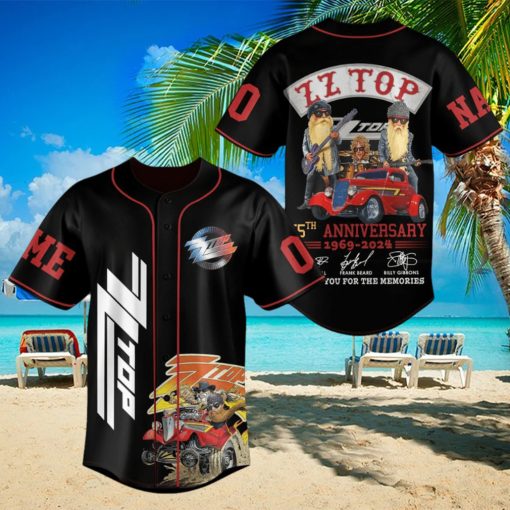 Personalized ZZ Top Anniversary 1969 2024 Black Design Baseball Jersey