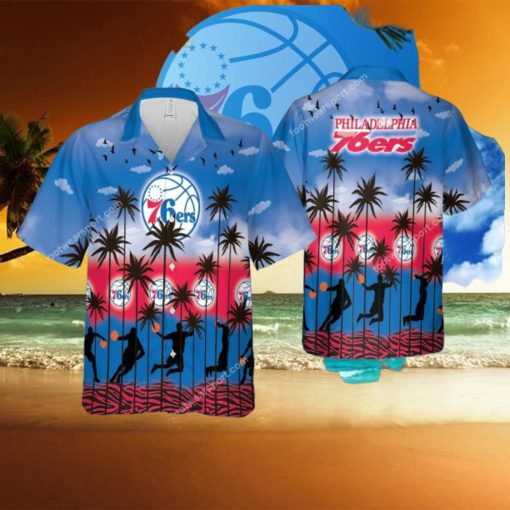 Philadelphia 76ers Hawaiian Shirt Pattern Coconut Tree AOP Gift Summer