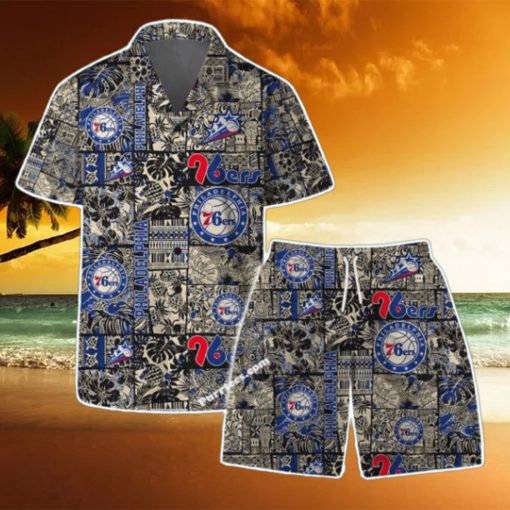 Philadelphia 76ers NBA Logo Vintage Floral Pattern Hawaiian Shirt & Short
