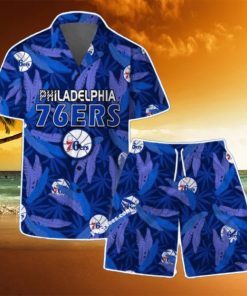 Philadelphia 76ers Team Logo Pattern Leaves Vintage Art Hawaiian Shirt & Short