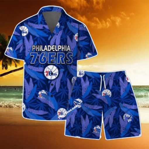 Philadelphia 76ers Team Logo Pattern Leaves Vintage Art Hawaiian Shirt & Short