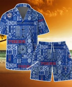 Philadelphia 76ers Team Logo Tropical Pattern Hawaiian Shirt & Short