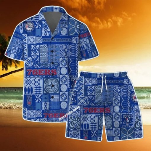 Philadelphia 76ers Team Logo Tropical Pattern Hawaiian Shirt & Short