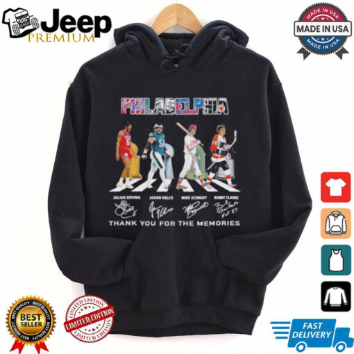 Philadelphia Abbey Road Julius Erving Jason Kelce Mike Schmidt And Bobby Clarke Signatures Shirt