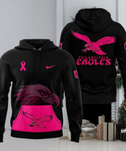 Philadelphia Eagles 2024 NFL Crucial Catch Breast Cancer Hoodie