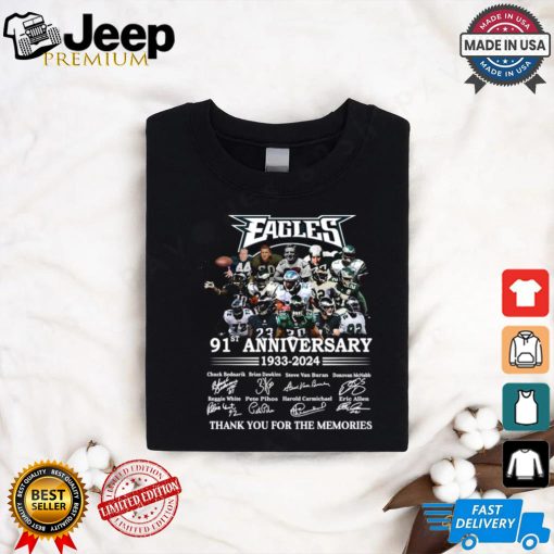 Philadelphia Eagles 91st anniversary 1933 2024 thank you for the memories signatures shirt