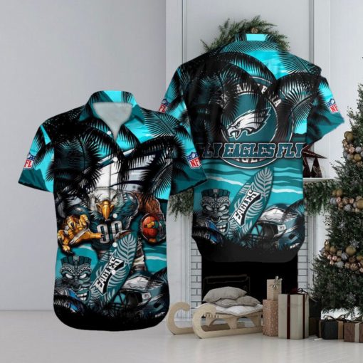 Philadelphia Eagles Hawaiian Shirt Palm Tree Eagles Football Aloha Beach Shirt