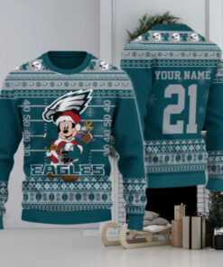 Philadelphia Eagles Mickey Mouse Santa Ugly Christmas Sweater