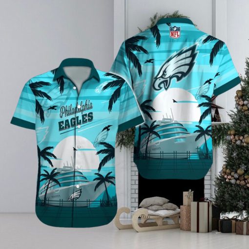 Philadelphia Eagles NFL Big Ship And Ocean Aloha Short Sleeve Hawaiian Shirt