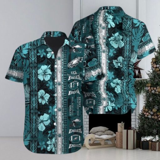 Philadelphia Eagles NFL Hibiscus Pattern 3D Hawaiian Shirt Gift For Fans