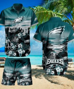 Philadelphia Eagles NFL SAS Tropical Pattern Beach Hawaiian Shirt And Short For Best Fans New Trends For This Summer Beach