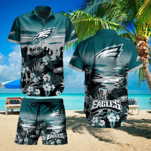 Philadelphia Eagles NFL SAS Tropical Pattern Beach Hawaiian Shirt And Short For Best Fans New Trends For This Summer Beach