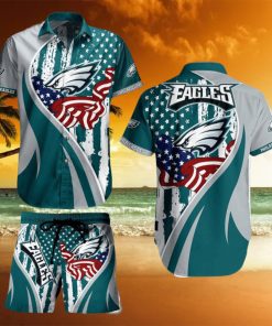 Philadelphia Eagles NFL Vintage US Flag Graphic Trends Hawaiian Shirt And Short For Men Women Gift Summer Beach Team Holiday