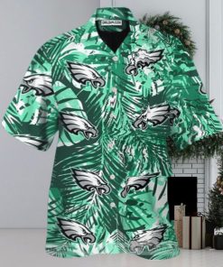 Philadelphia Eagles Retro Green Leaves Emerald Green Hawaiian Shirt