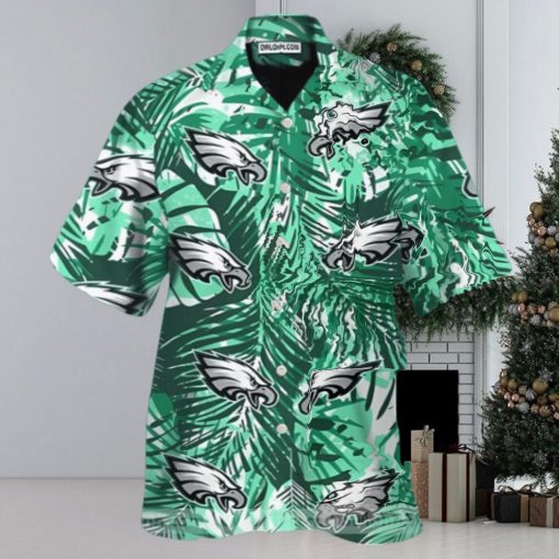 Philadelphia Eagles Retro Green Leaves Emerald Green Hawaiian Shirt