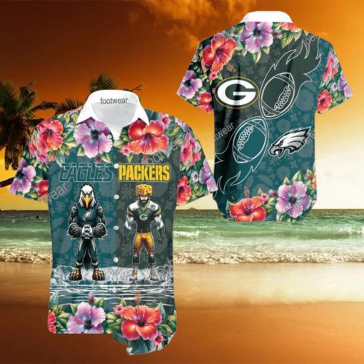 Philadelphia Eagles VS NFL Green Bay Packers Mascot Colorful Aloha Hawaiian Shirt Gift For Fans