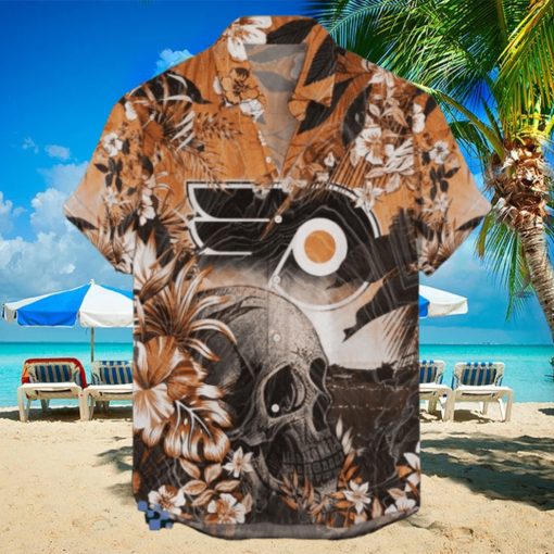 Philadelphia Flyers NHL Hawaiian Shirt Tropical Skull Design For Men Women