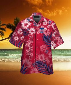 Philadelphia Phillies MLB Flower Short Sleeve Button Up Hawaiian Shirt