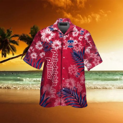 Philadelphia Phillies MLB Flower Short Sleeve Button Up Hawaiian Shirt