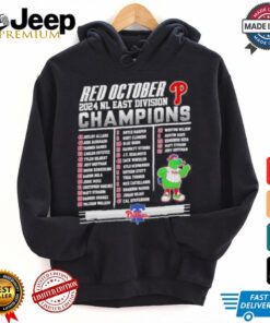 Philadelphia Phillies Red October 2024 NL East Division Champions Rosters Shirt