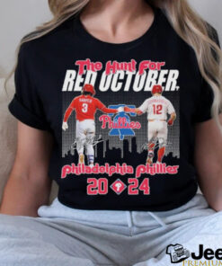 Philadelphia Phillies The Hunt For Red October 2024 Baseball League Harper and Schwarber Signatures t shirt