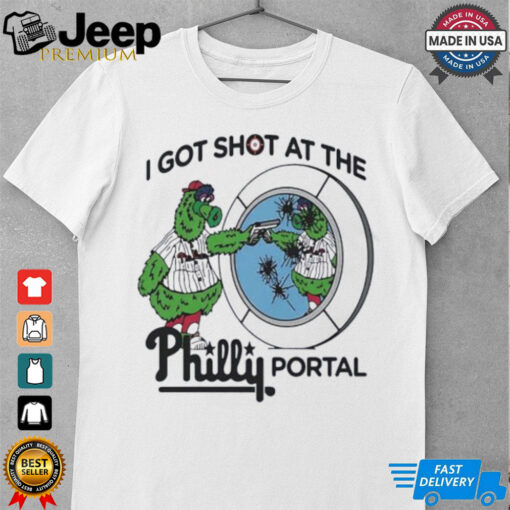 Phillie Phanatic Philadelphia Phillies I got shot at the Philly portal shirt