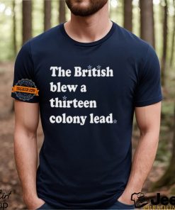 Phillies fan wearing the british blew a thirteen colony lead shirt