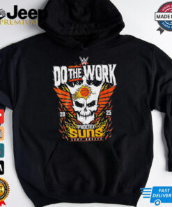 Phoenix Suns Cody Rhodes Do the Work 2025 shirt featuring a bold design that combines the Phoenix Suns logo with Cody Rhodes' image and the phrase 