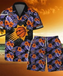 Phoenix Suns NBA Team Logo Floral Leaf Pattern Hawaiian Set