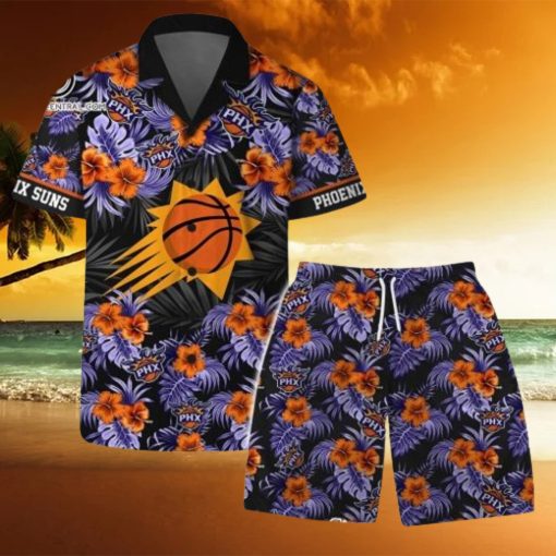 Phoenix Suns NBA Team Logo Floral Leaf Pattern Hawaiian Set